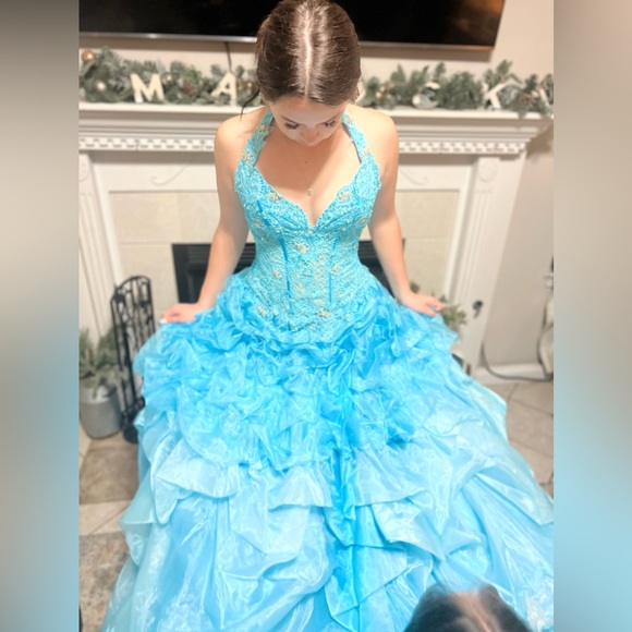 Party Time | Prom Formal Dress Turquoise Size 6 - Picture 3 of 7